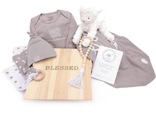 Baby Boy Little Lamb Blessed Gift Set
